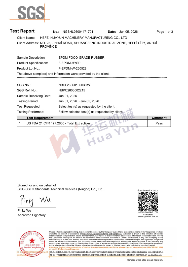HUAYUN Machinery Secures Dual FDA Certification, Strengthening Export Qualifications for Food-Grade Pumps